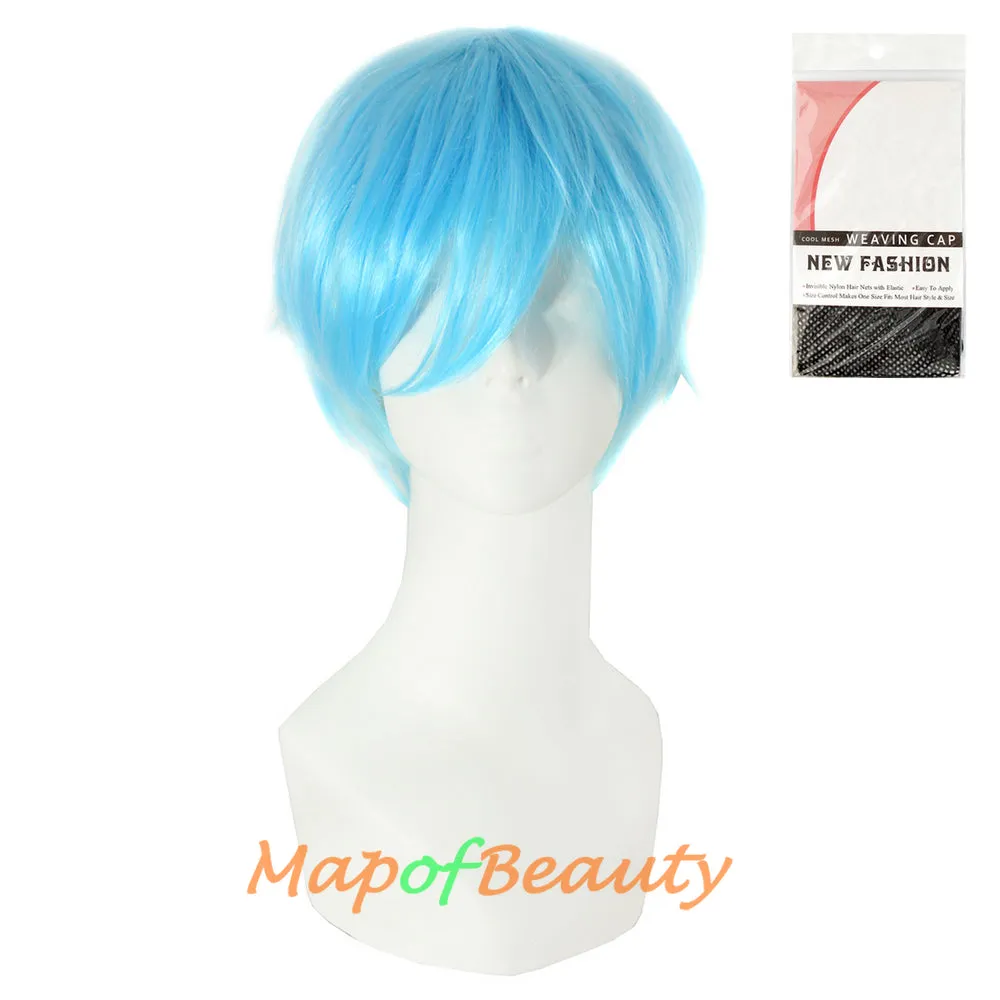 Short Cosplay Anime Wigs Curly Men's Wig Colored Black 12 Inch