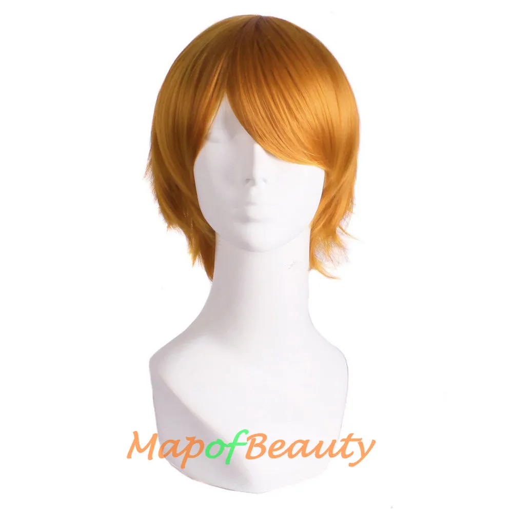 Short Cosplay Anime Wigs Curly Men's Wig Colored Black 12 Inch