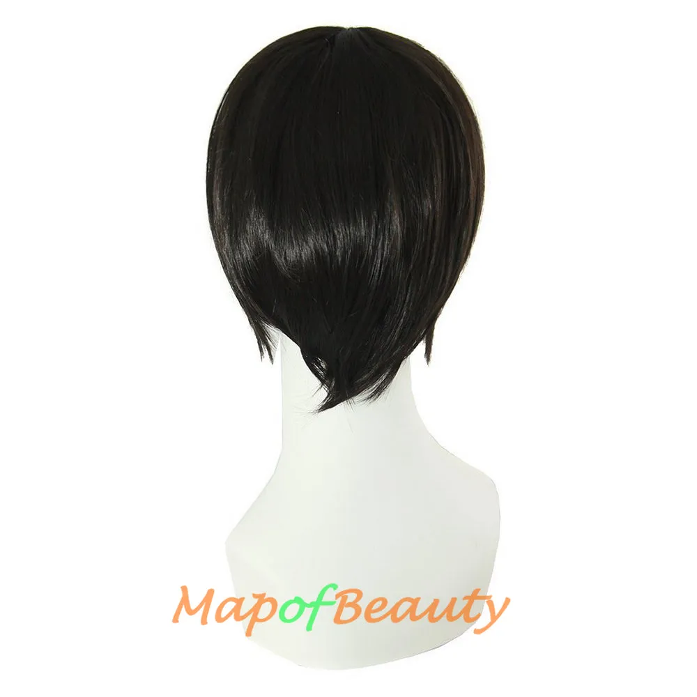 Short Cosplay Anime Wigs Curly Men's Wig Colored Black 12 Inch