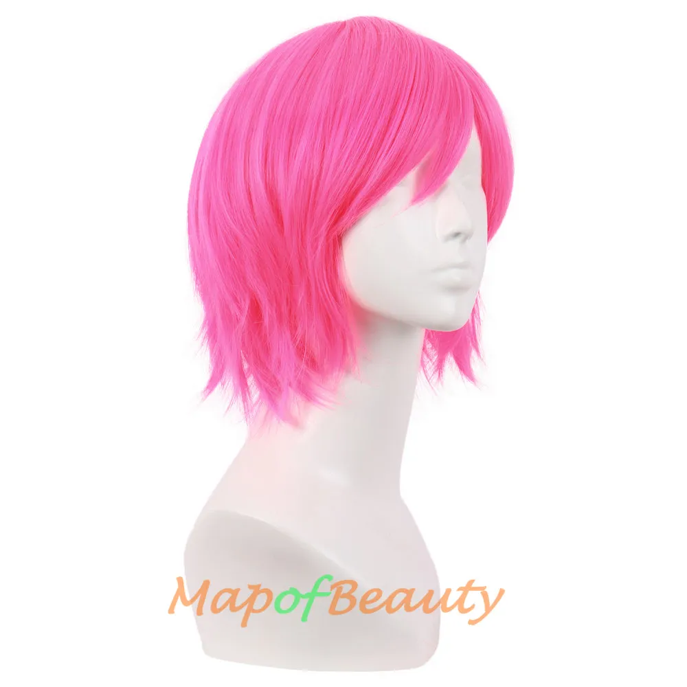 Short Cosplay Anime Wigs Curly Men's Wig Colored Black 12 Inch