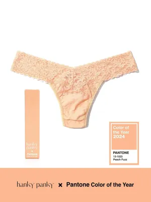 Signature Lace Low Rise Thong | PANTONE 13-1023 Peach Fuzz