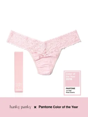 Signature Lace Low Rise Thong | PANTONE 13-1520 Rose Quartz
