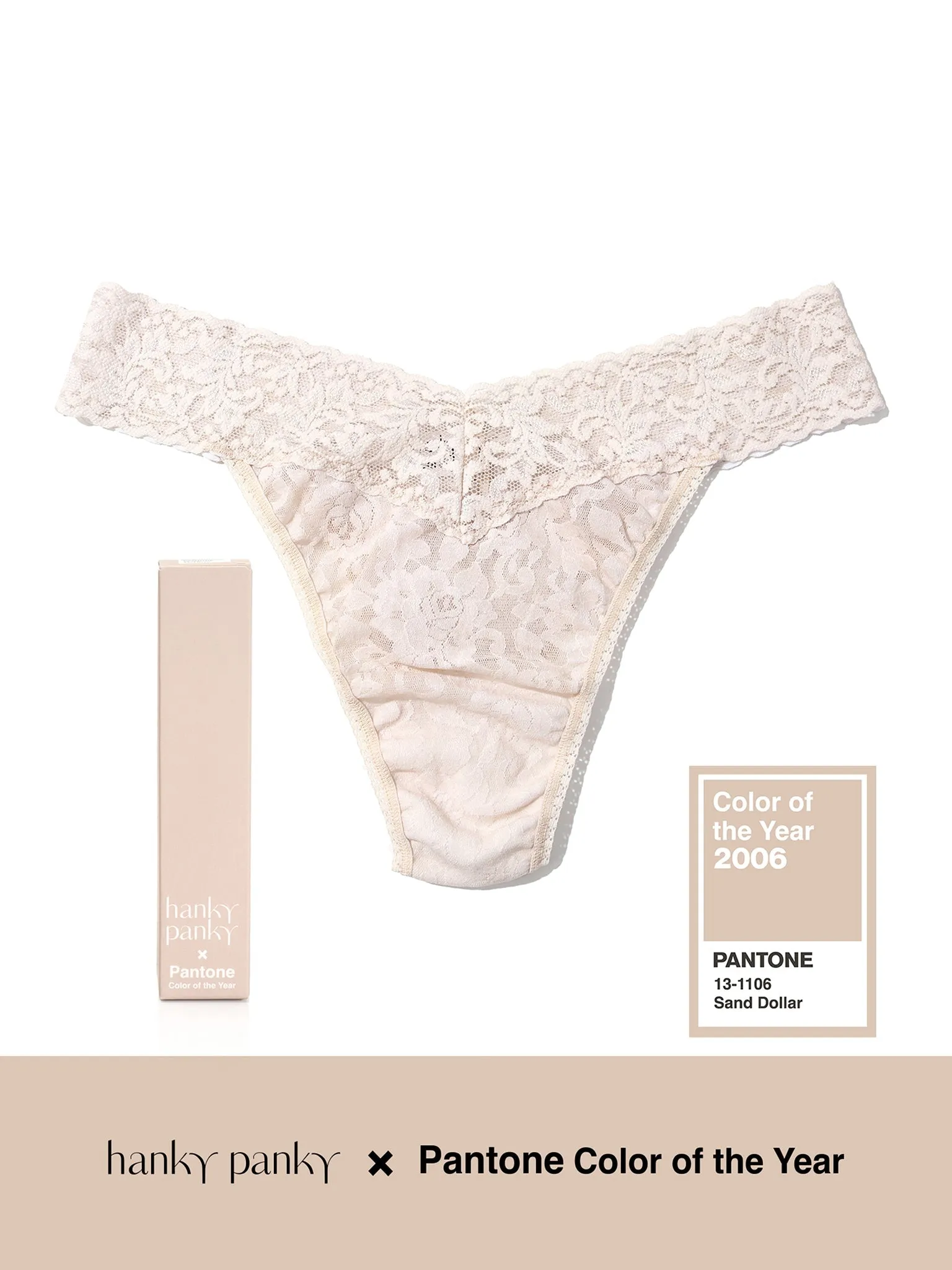 Signature Lace Original Rise Thong | PANTONE 13-1106 Sand Dollar