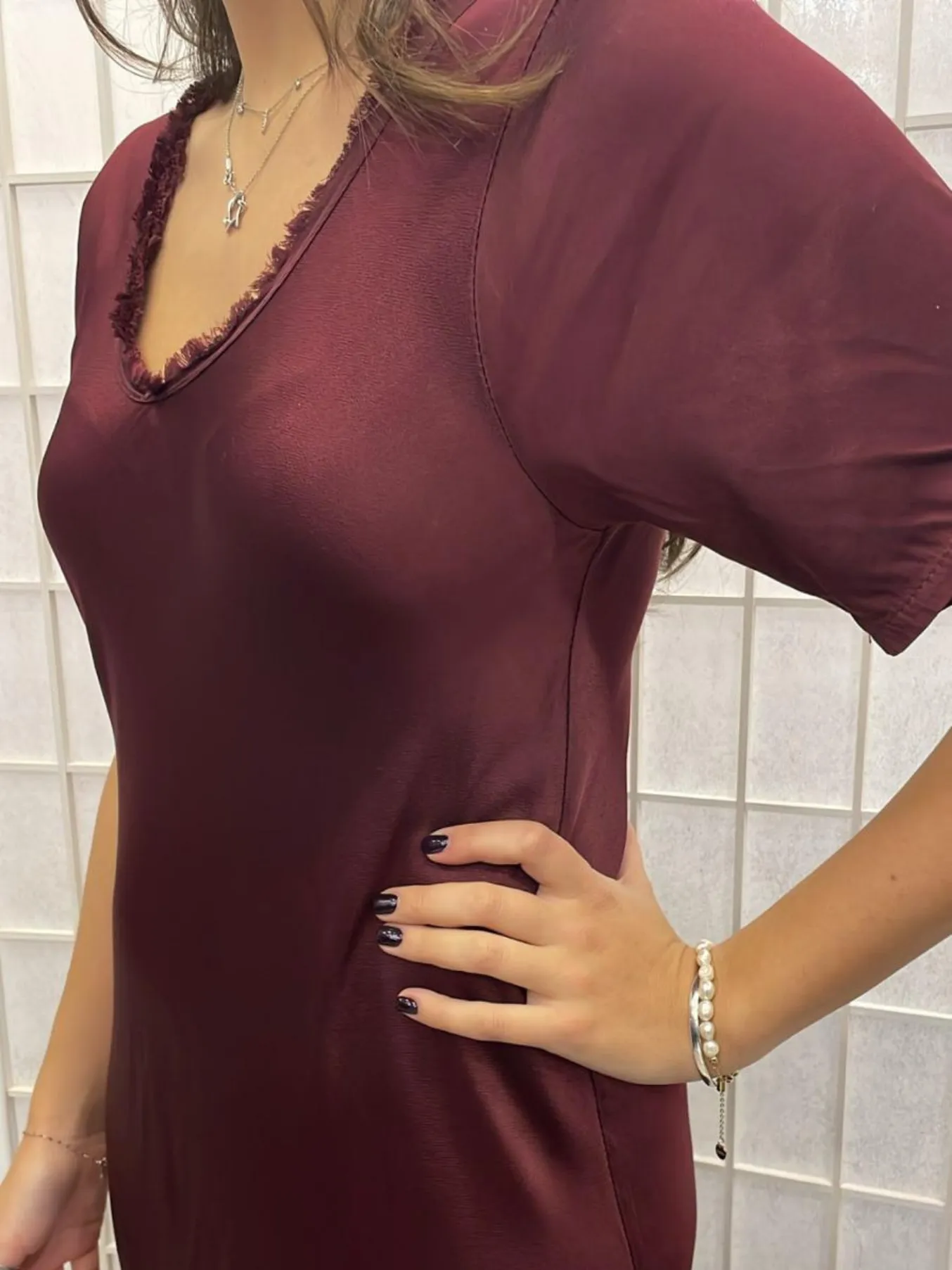 Silver Short Sleeve Satin Slip Dress