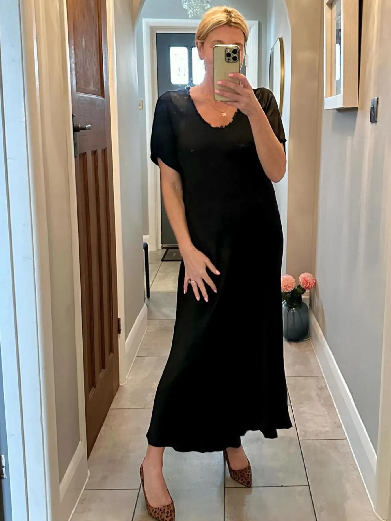 Silver Short Sleeve Satin Slip Dress
