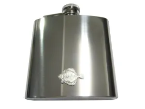 Silver Toned Halibut Flat Fish 6oz Flask