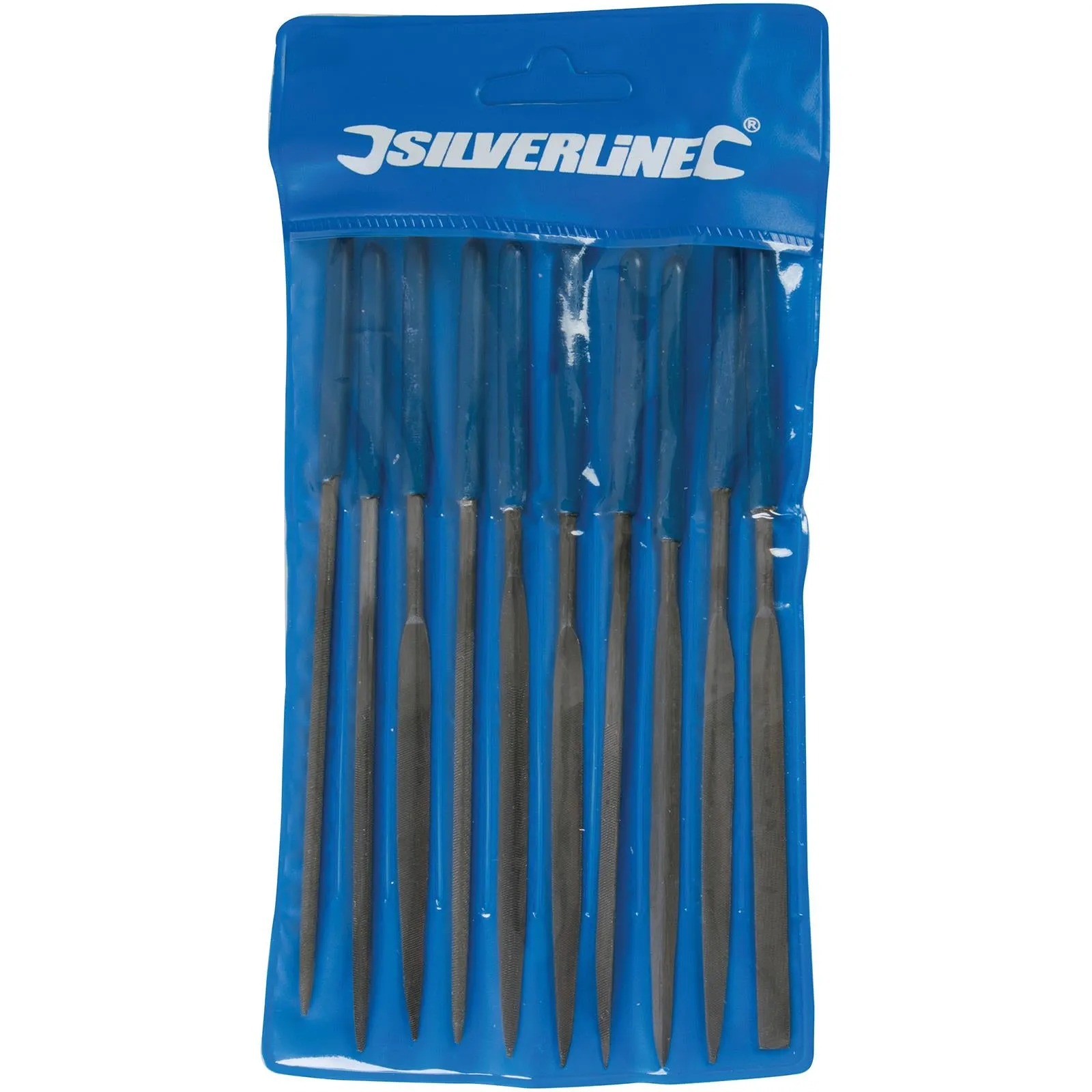Silverline 10 Piece 140mm Needle File Set 2nd Cut Round Square Flat Barett