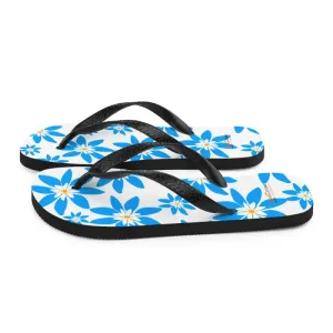 Slip Resistant Blue Flowers Summer Flip Flops