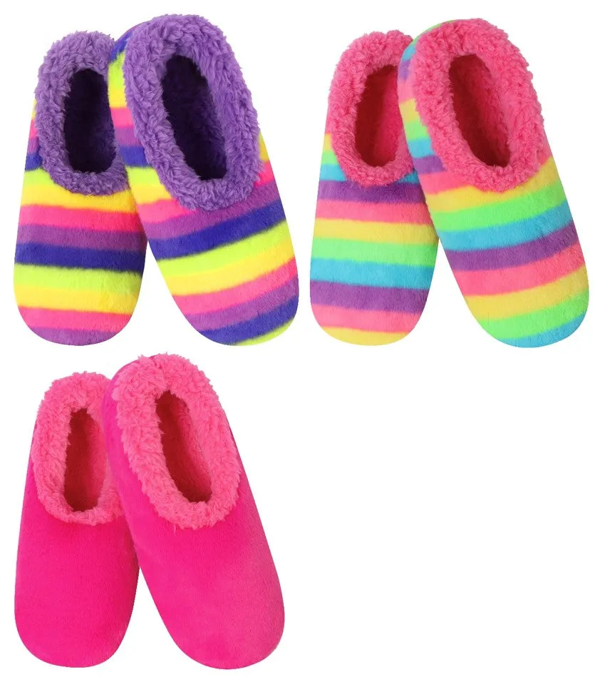 Slumbies® Cosy Women's Slippers ~ Over the Rainbow Purple