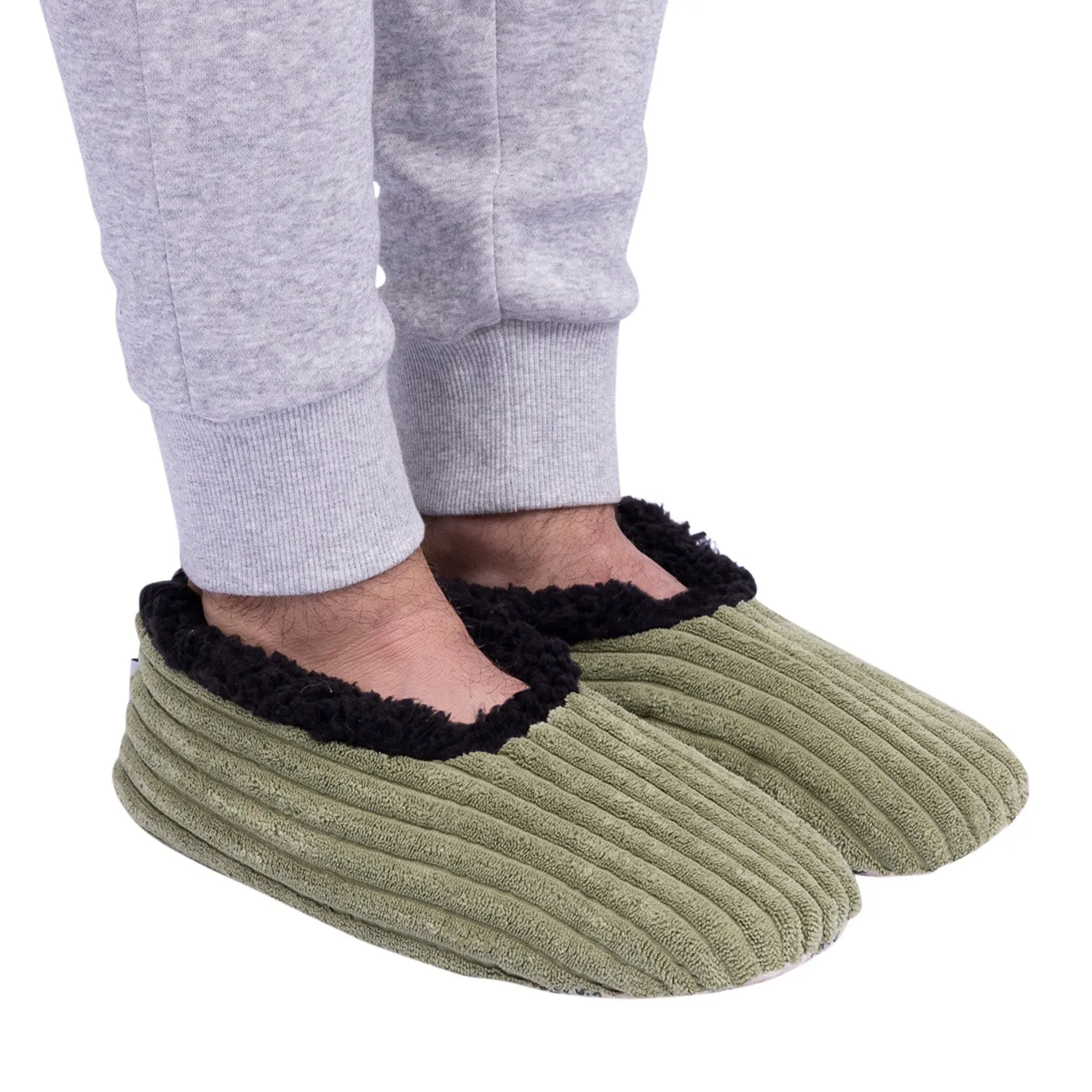 SnuggUps® Cosy Men's Slippers ~ Cord Olive