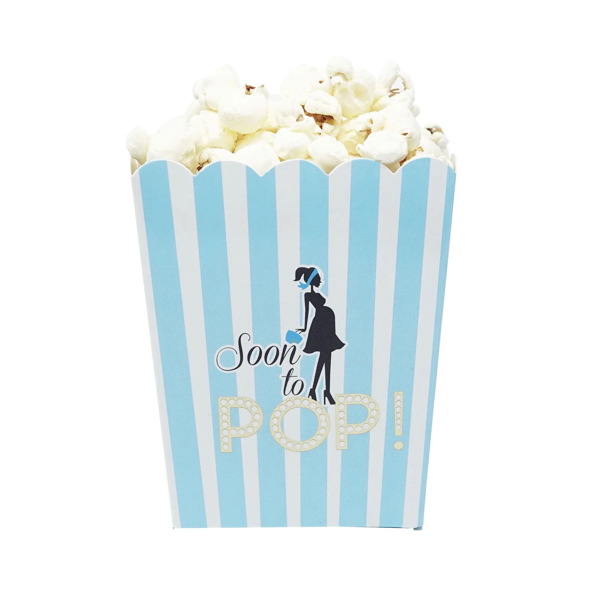Soon To Pop Blue Baby Shower Popcorn Favor Box-Set of 20