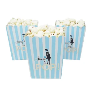 Soon To Pop Blue Baby Shower Popcorn Favor Box-Set of 20
