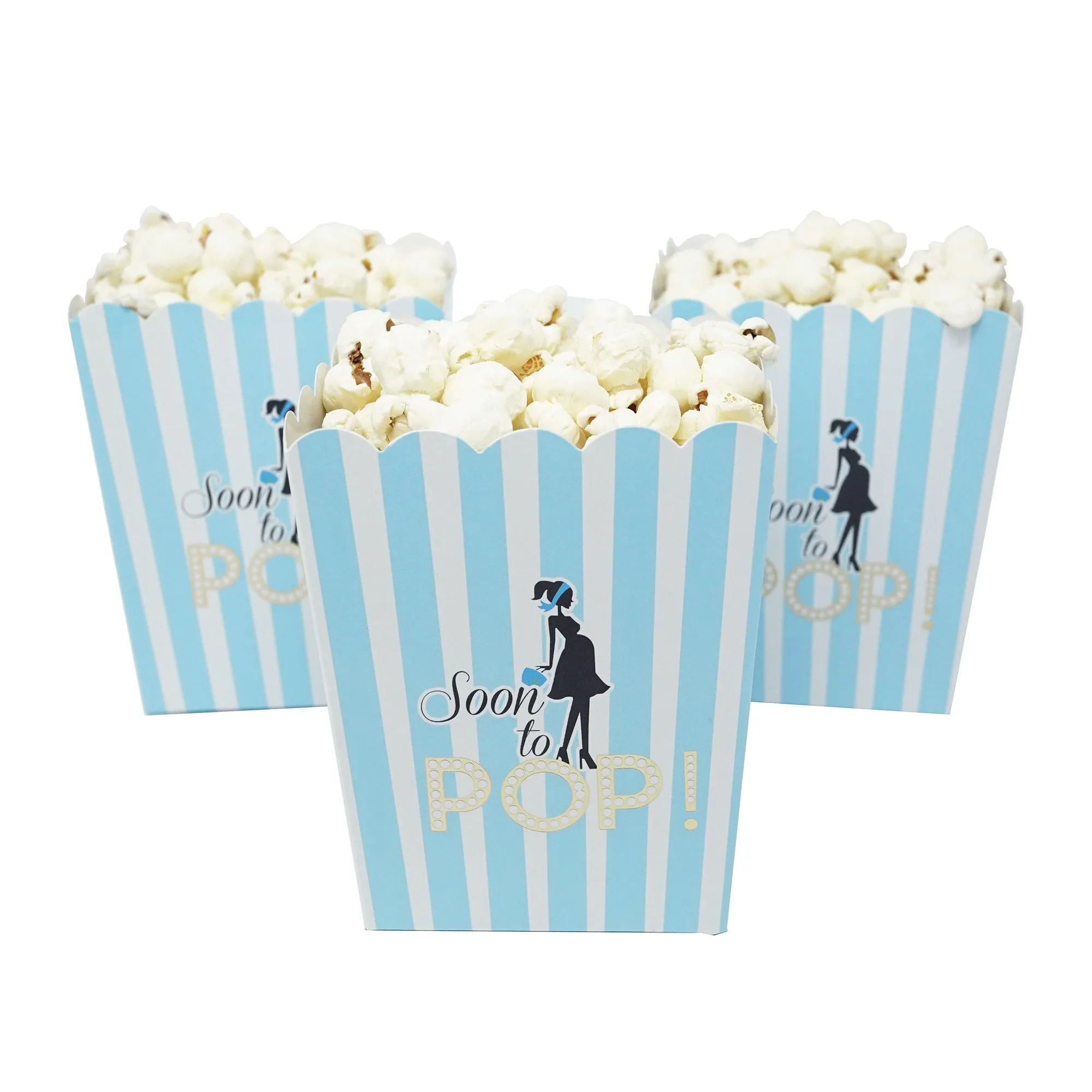 Soon To Pop Blue Baby Shower Popcorn Favor Box-Set of 20
