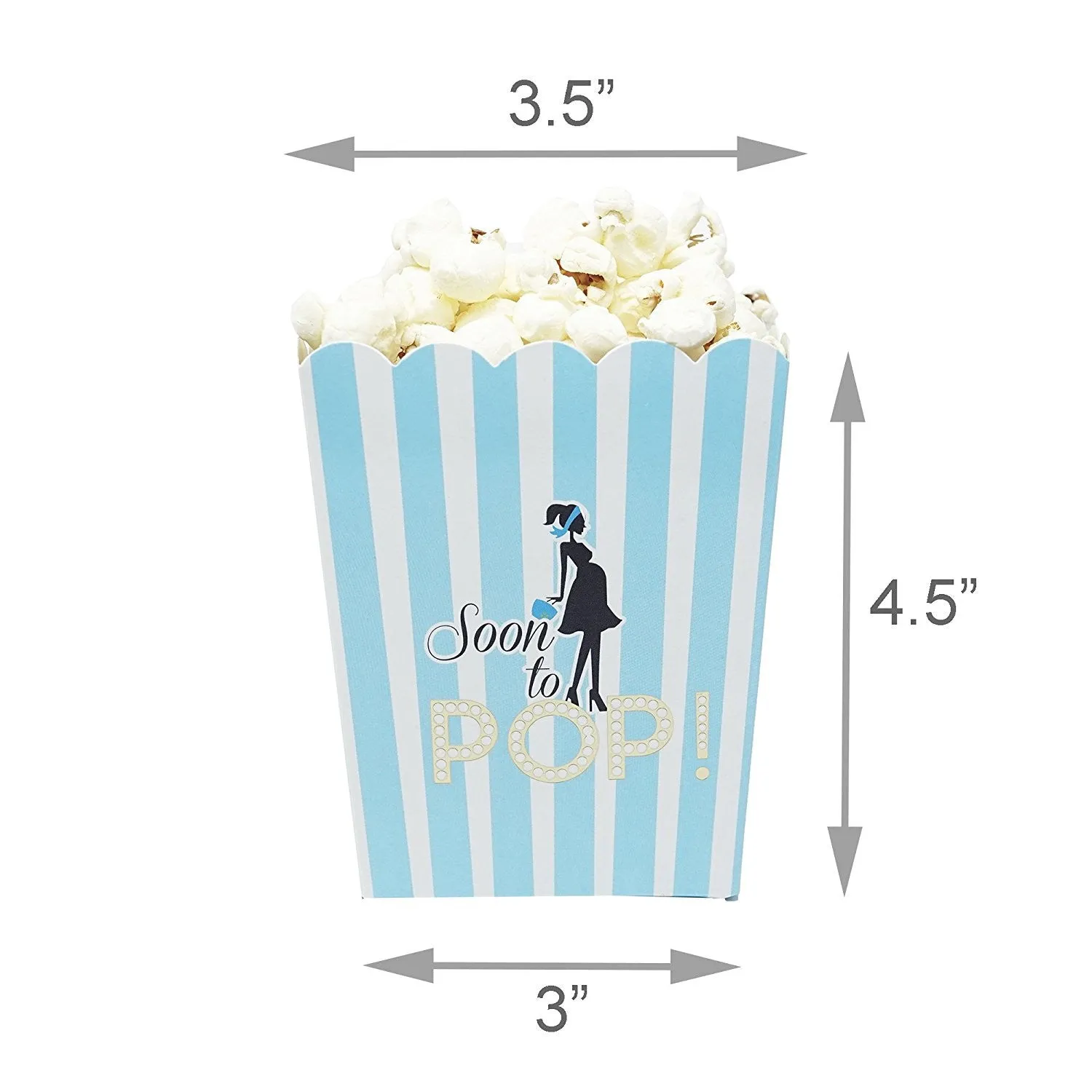 Soon To Pop Blue Baby Shower Popcorn Favor Box-Set of 20