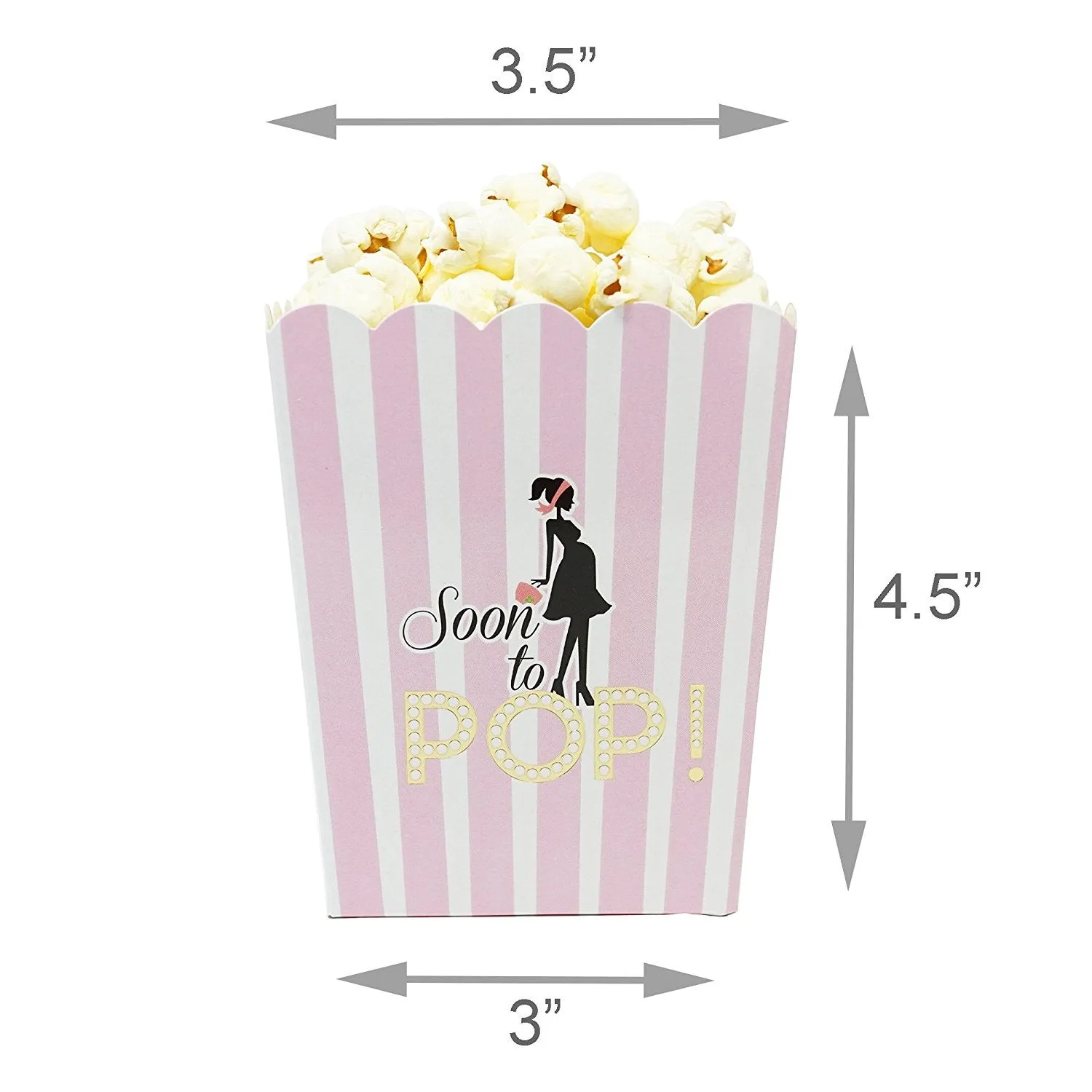 Soon To Pop Pink Baby Shower Popcorn Favor Box-Set of 20