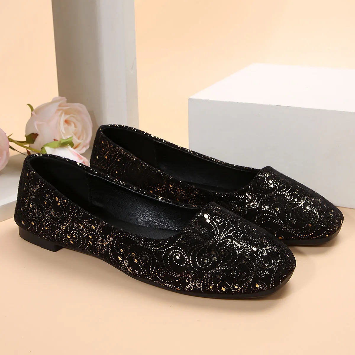 Square Toe Flat Slip-Ons