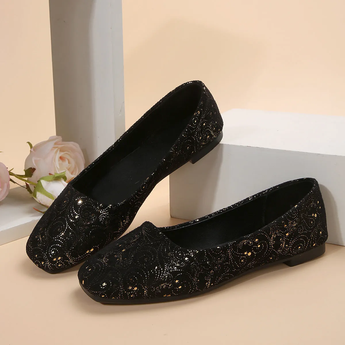 Square Toe Flat Slip-Ons