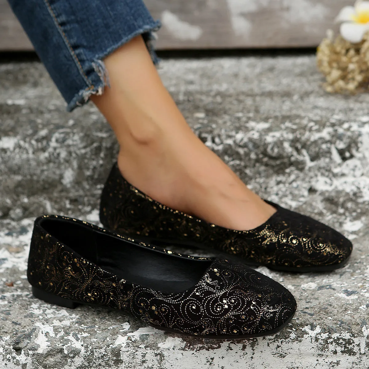 Square Toe Flat Slip-Ons