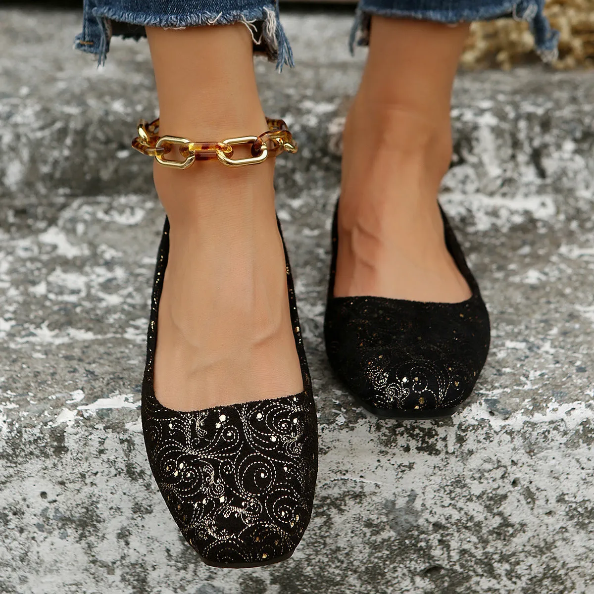 Square Toe Flat Slip-Ons