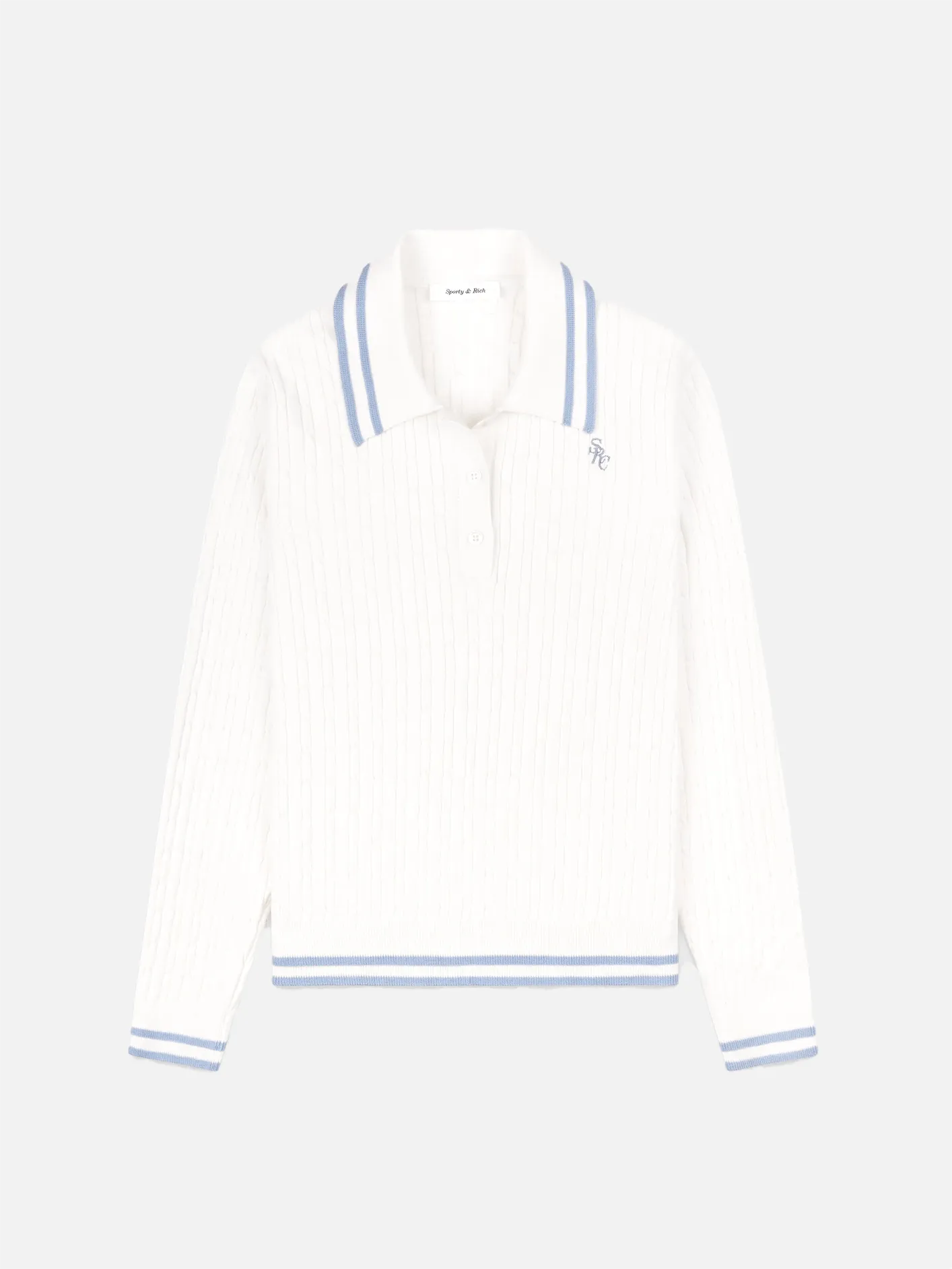 SRC Cableknit Polo - Off White/Blue