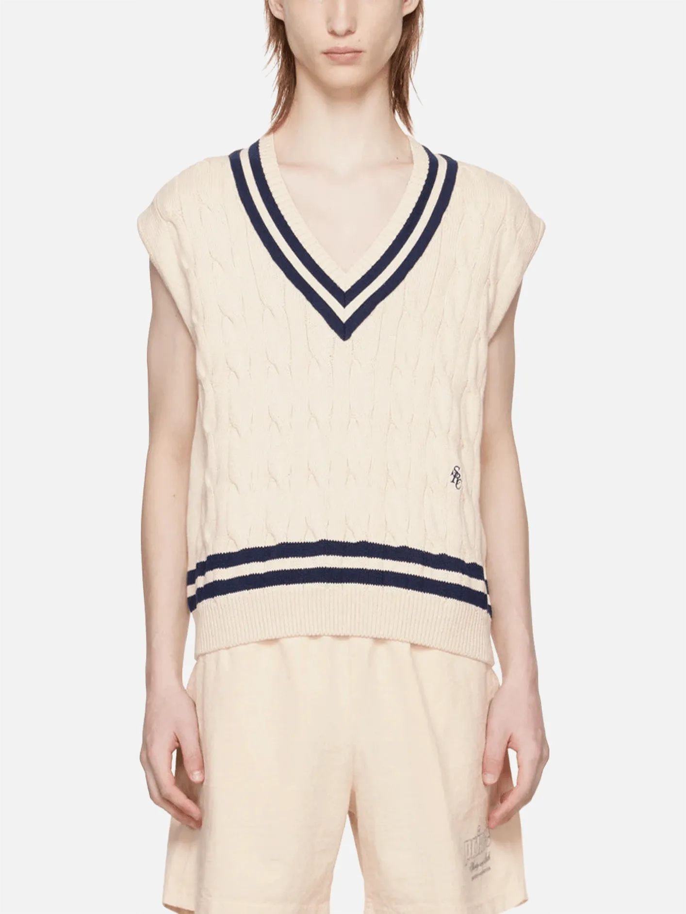 SRC Cableknit Vest - Cream/Navy