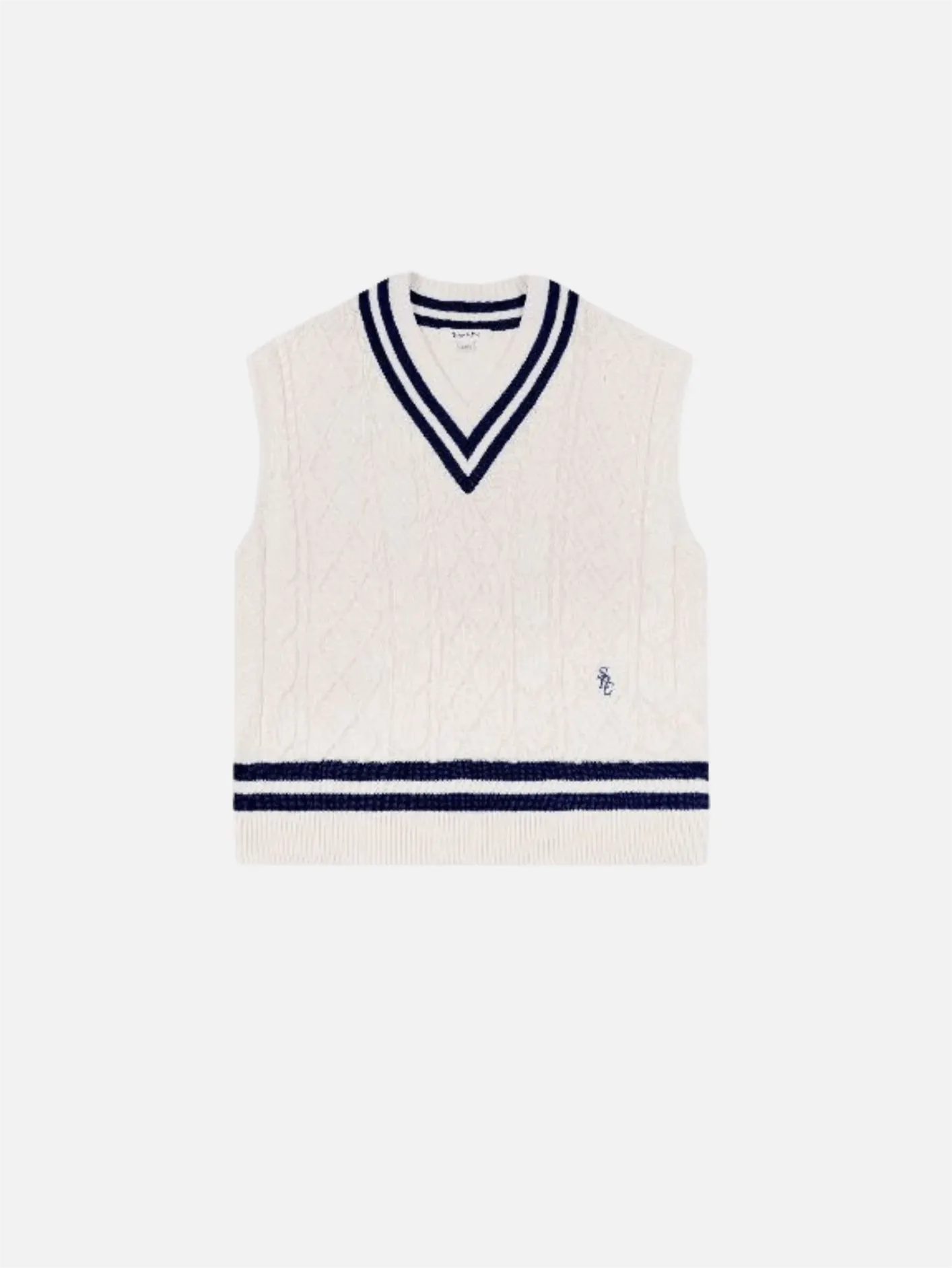 SRC Cableknit Vest - Cream/Navy