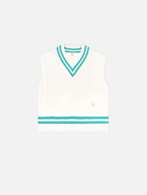SRC Cableknit Vest - Off White/Caribbean