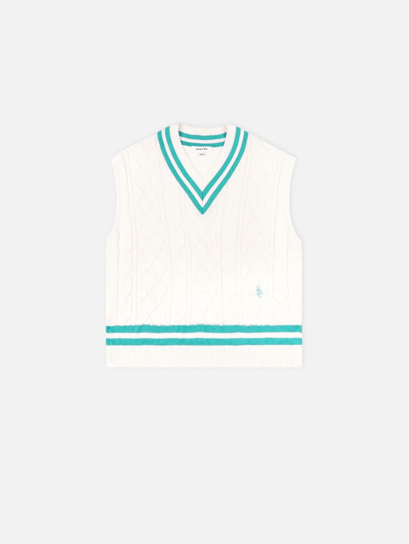 SRC Cableknit Vest - Off White/Caribbean