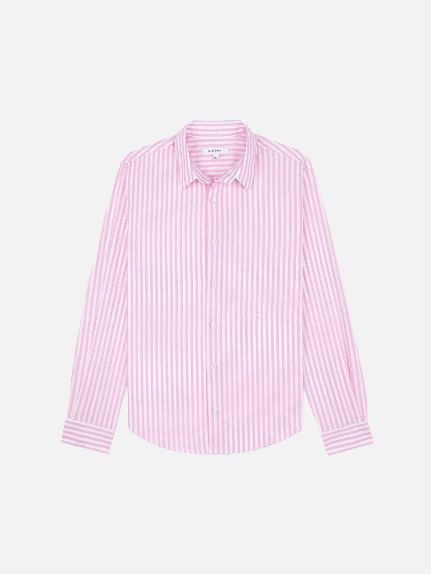SRC Embroidered Button Down Shirt - White/Pink Large Stripe