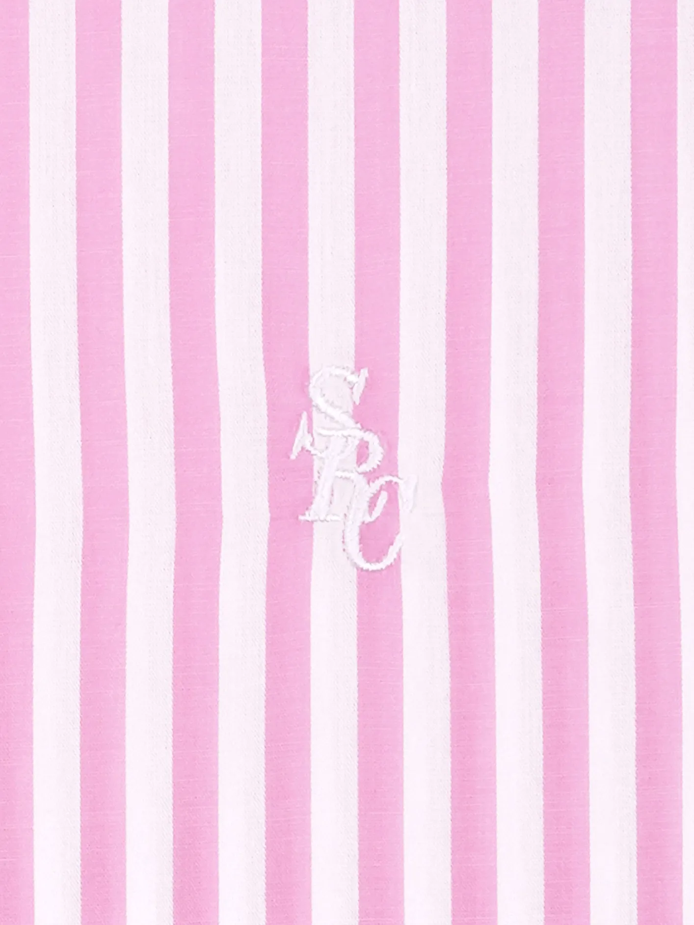 SRC Embroidered Button Down Shirt - White/Pink Large Stripe