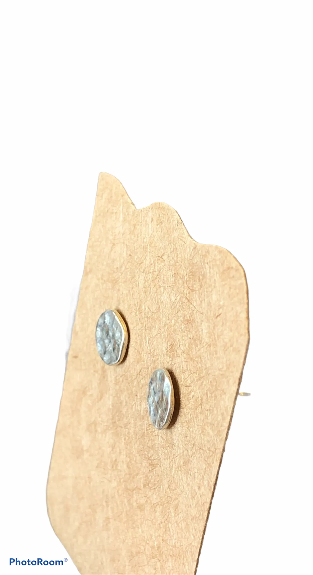 Sterling silver hammered flat stud earrings