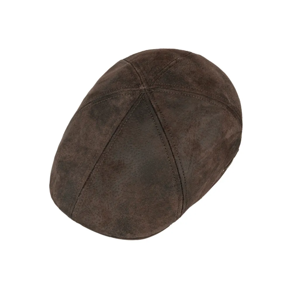 Stetson - Texas Pig Skin Gatsbycap - Sixpence/Flat Cap - Dark Brown