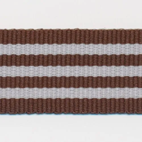 Stripe Grosgrain Ribbon #5 Dark Brown & Off White