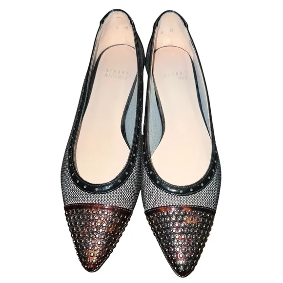 Stuart Weitzman Tipper Mesh Studded Toe Flat
