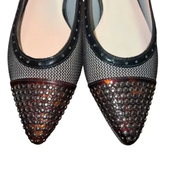 Stuart Weitzman Tipper Mesh Studded Toe Flat