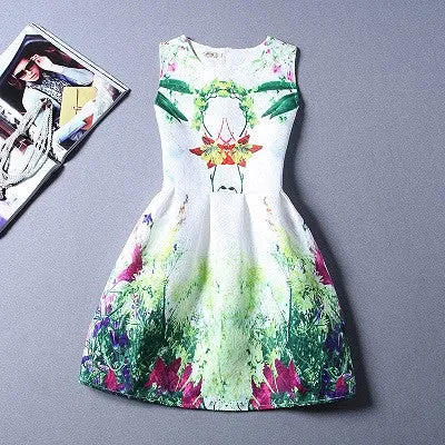 Summer Dress Fashion Print Flower Vest Girls Dresses Designer Princess Party For Baby Kids Clothes Girl Dress Vestido