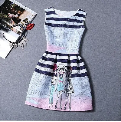 Summer Dress Fashion Print Flower Vest Girls Dresses Designer Princess Party For Baby Kids Clothes Girl Dress Vestido
