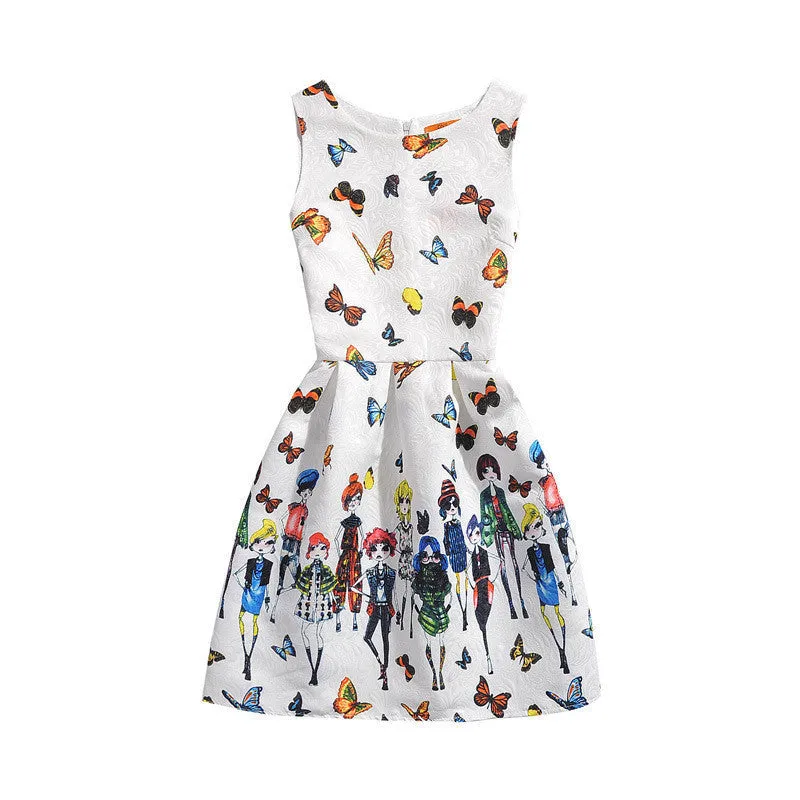 Summer Dress Fashion Print Flower Vest Girls Dresses Designer Princess Party For Baby Kids Clothes Girl Dress Vestido