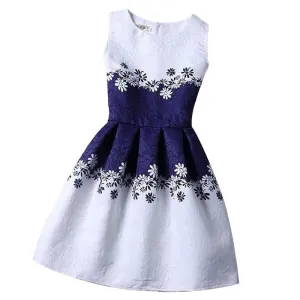 Summer Dress Fashion Print Flower Vest Girls Dresses Designer Princess Party For Baby Kids Clothes Girl Dress Vestido