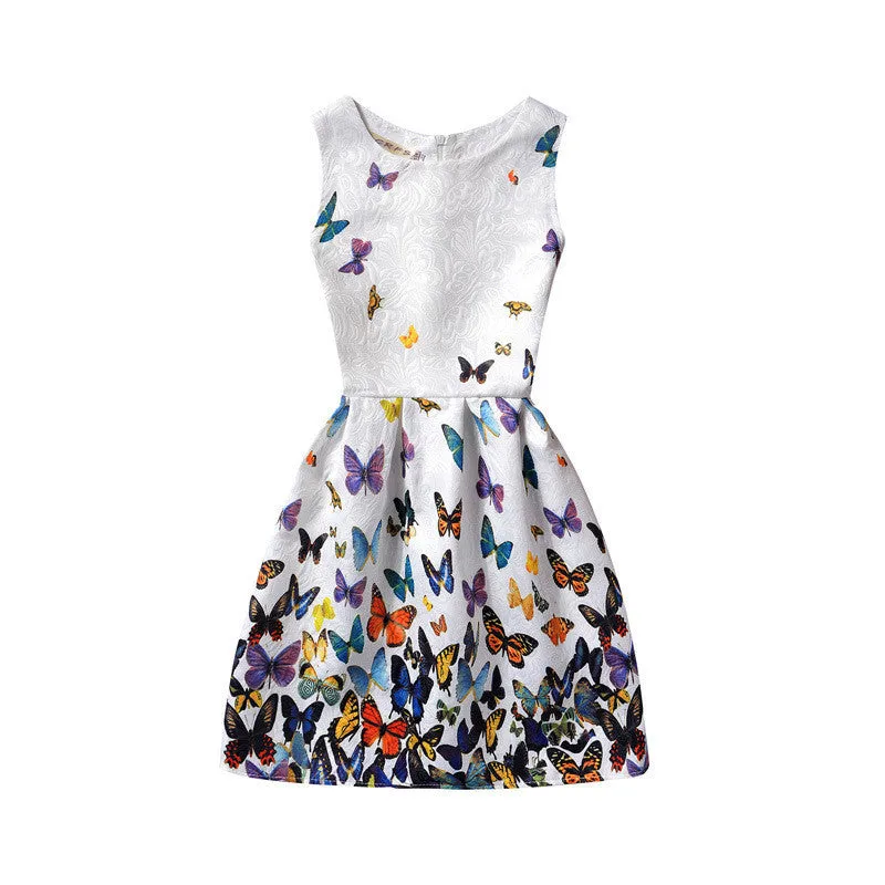 Summer Dress Fashion Print Flower Vest Girls Dresses Designer Princess Party For Baby Kids Clothes Girl Dress Vestido
