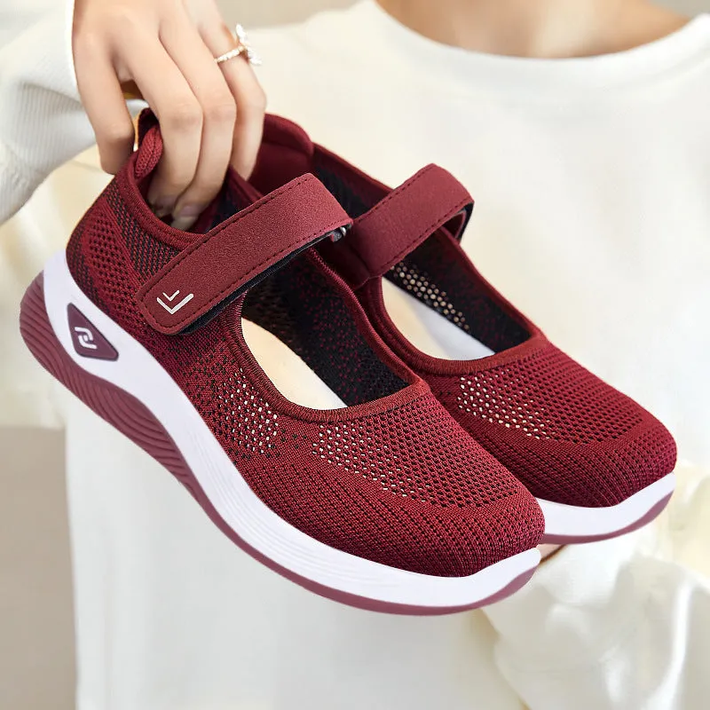 Summer New Women's Shoes Breathable Walking Shoes Velcro