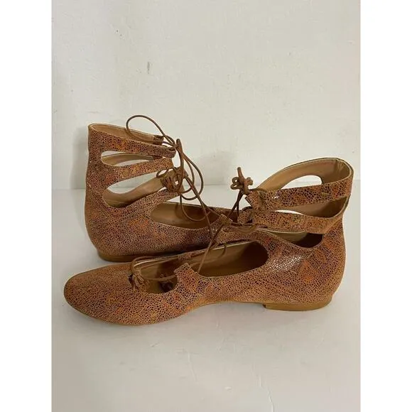 Sundance Flats 40 / 9 - 9.5 Tasha Round Toe Leather Gladiator Shoes Boho