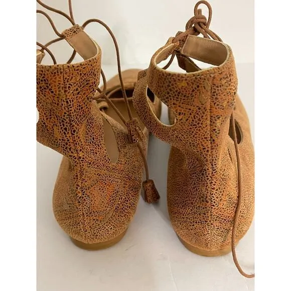 Sundance Flats 40 / 9 - 9.5 Tasha Round Toe Leather Gladiator Shoes Boho