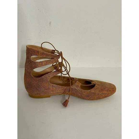 Sundance Flats 40 / 9 - 9.5 Tasha Round Toe Leather Gladiator Shoes Boho