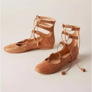 Sundance Flats 40 / 9 - 9.5 Tasha Round Toe Leather Gladiator Shoes Boho
