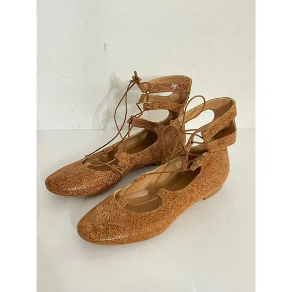 Sundance Flats 40 / 9 - 9.5 Tasha Round Toe Leather Gladiator Shoes Boho