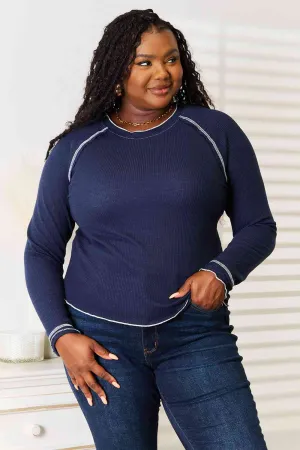 Susan Basic Bae Long Raglan Sleeve Round Neck Top