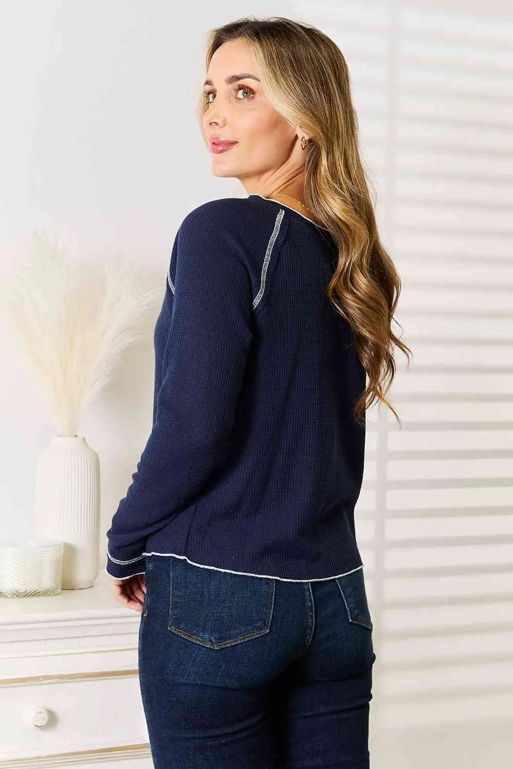 Susan Basic Bae Long Raglan Sleeve Round Neck Top