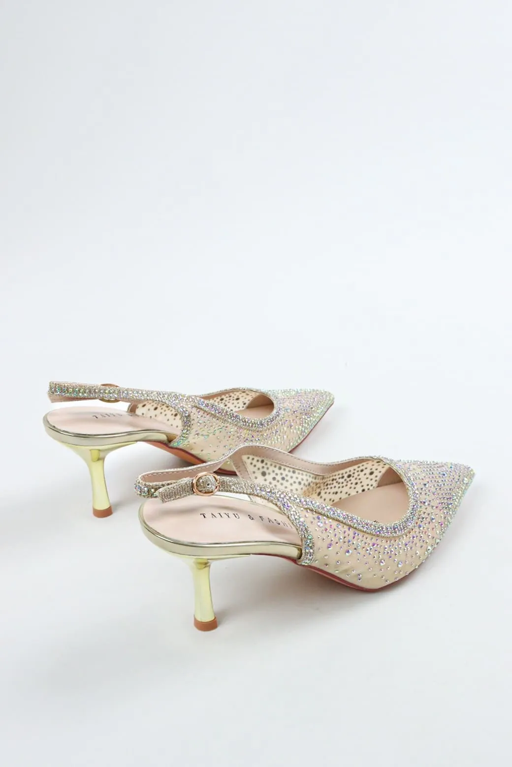 Taiyu - Women's Gold Bling Strap Mules