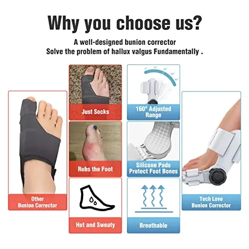 Tech Love Bunion Corrector - Orthopedic Toe Straightener for Women and Men